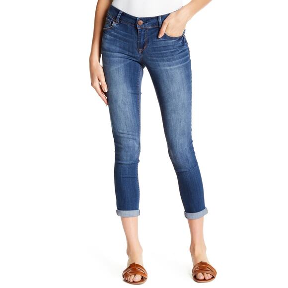 1822 Denim Adrianna Skinny Cropped Jeans 8 Dark Wash Slim Fit Mid Rise Stretch - Picture 1 of 11